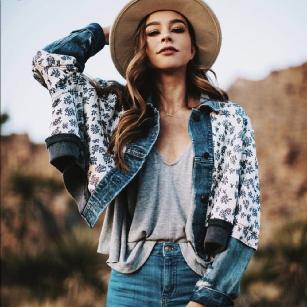 free people ditsy denim jacket